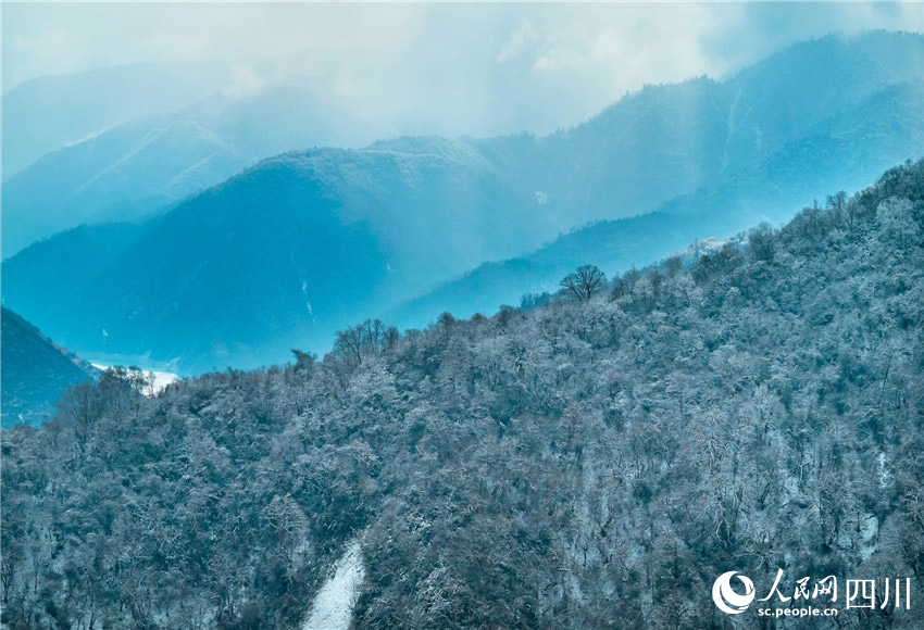 群山銀裝素裹。胡宇攝